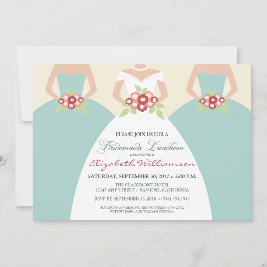 Invitation Déjeuner nuptial de mariée et d'épouse (bord de me (Devant)