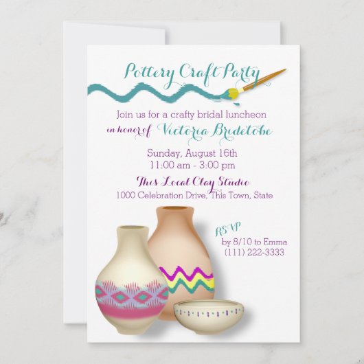 Invitation Déjeuner nuptial de poterie (Devant)