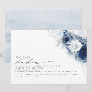 Invitation Déjeuner nuptial Dusty Blue Floral Fête des mariée