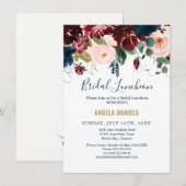 Invitation Déjeuner nuptial en Bourgogne, rose et bleu nuit (Devant / Derrière)