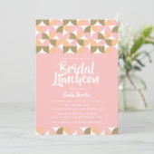 Invitation Déjeuner nuptial Fête des mariées or rose moderne (Debout devant)