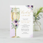 Invitation Déjeuner nuptial Fête des mariées or violet (Debout devant)