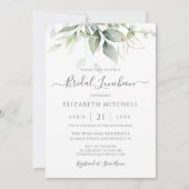 Invitation Déjeuner nuptial Feuille Eucalyptus Green (Devant)