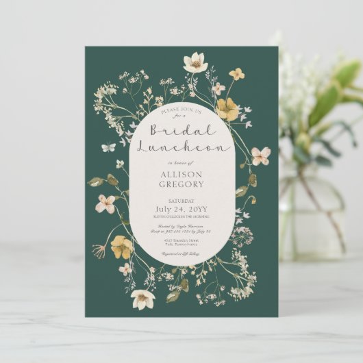 Invitation Déjeuner nuptial Fleur sauvage rustique (Debout devant)