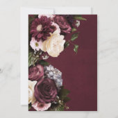 Invitation Déjeuner nuptial floral noir bordeaux et crème (Dos)