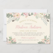 Invitation Déjeuner nuptial ivoire rose et or Floral Boho (Devant)