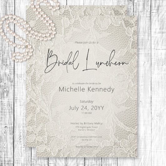 Invitation Déjeuner nuptial moderne de dentelle ivoire