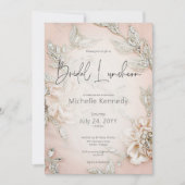 Invitation Déjeuner nuptial moderne en satin rose (Devant)