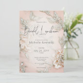 Invitation Déjeuner nuptial moderne en satin rose (Debout devant)