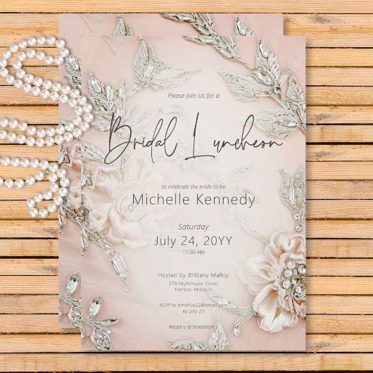 Invitation Déjeuner nuptial moderne en satin rose