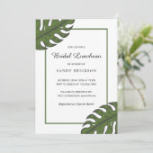 Invitation Déjeuner nuptial moderne Tropical Green Palm Leaf (Debout devant)