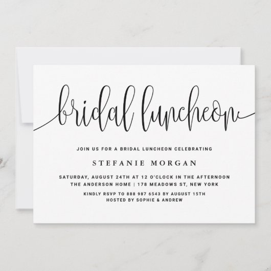 Invitation Déjeuner nuptial noir et blanc (Devant)