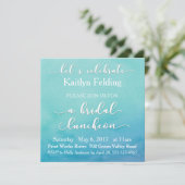 Invitation Déjeuner nuptial Ombre Turquoise & bleu Aquarelle (Debout devant)