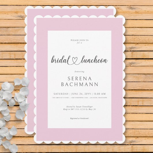 Invitation Déjeuner nuptial romantique moderne rose et blanc
