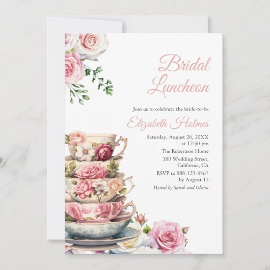 Invitation Déjeuner nuptial rose pâle (Devant)