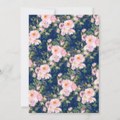 Invitation Déjeuner nuptial Roses et pivoines bleus (Dos)