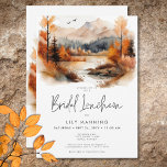 Invitation Déjeuner nuptial Rustic Fall Mountain<br><div class="desc">Echappez-vous à une retraite de montagne d'automne sereine avec votre invitation à déjeuner de la douche nuptiale mariage. Ce design exquis présente un tableau d'aquarelle époustouflant d'une montagne majestueuse, entourée d'arbres ornés de feuillage d'automne, leur beauté flanquant les eaux sereines. Les tons naturels doux de bronze, brun, rouille, or et...</div>