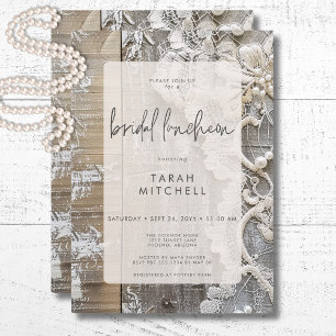Invitation Déjeuner nuptial rustique Barnwood et dentelle nup