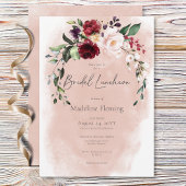 Invitation Déjeuner nuptial rustique Bourgogne et rose pâle R