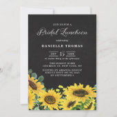Invitation Déjeuner nuptial rustique Chalkboard Sunflowers (Devant)