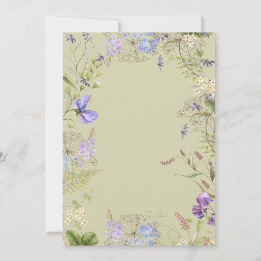 Invitation Déjeuner nuptial rustique du Fleur sauvage Sage Pu (Dos)