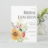 Invitation Déjeuner nuptial rustique Fleur sauvage et tournes (Debout devant)