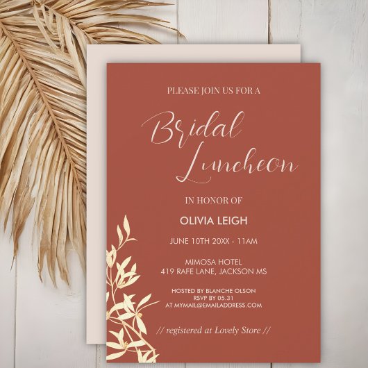 Invitation Déjeuner nuptial rustique floral intemporel