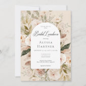Invitation Déjeuner nuptial rustique Neutral Tan Cream Floral (Devant)
