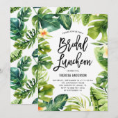 Invitation Déjeuner nuptial tropical verdoyant et plumeria (Devant / Derrière)