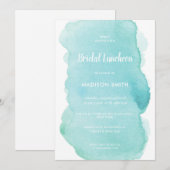 Invitation Déjeuner nuptial turquoise de la menthe d'aquarell (Devant / Derrière)