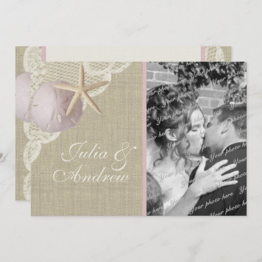 Invitation Déjeuner nuptial vintage Beach (Devant / Derrière)