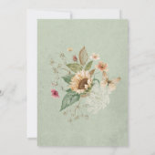 Invitation Déjeuner nuptial vintage été tournesol vert (Dos)