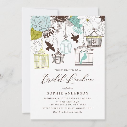 Invitation Déjeuner nuptial Whimsical Blue (Devant)