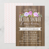 Invitation Déjeuner rose bannière violet | Fête des mariées (Devant / Derrière)