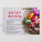 Invitation Déjeuner rustique de Pâques Œufs peints | Jours fé (Devant / Derrière)