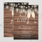 Invitation Déjeuner Rustique Et Champagne Code QR Enterrement (Devant / Derrière)