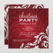 Invitation d'élégante fête Rouge Tourbillonnant (Devant / Derrière)