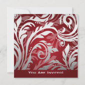 Invitation d'élégante fête Rouge Tourbillonnant (Dos)
