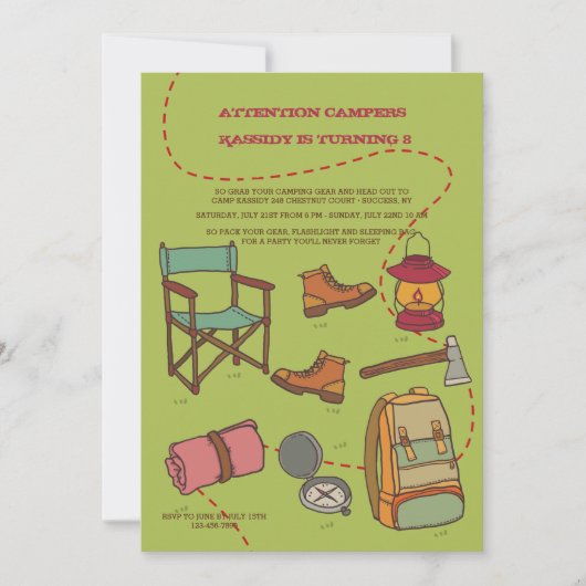 Invitation d'éléments de camping (Devant)