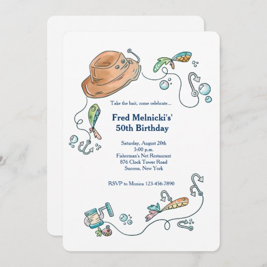 Invitation d'éléments de pêche (Devant / Derrière)