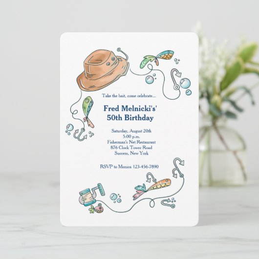 Invitation d'éléments de pêche (Debout devant)