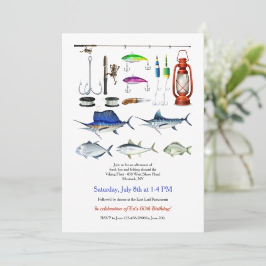 Invitation d'éléments de pêche (Debout devant)