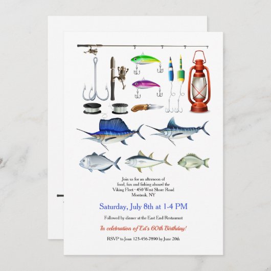 Invitation d'éléments de pêche (Devant / Derrière)