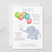 Invitation d'éléphant baby shower (Devant)