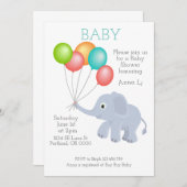 Invitation d'éléphant baby shower (Devant / Derrière)