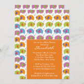 Invitation d'éléphant Baby shower Orange (Devant / Derrière)