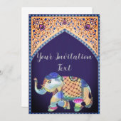 Invitation d'éléphant Mehndi (Devant / Derrière)