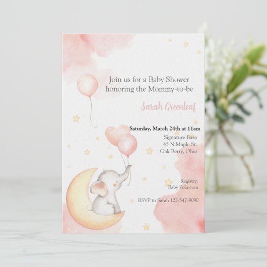 Invitation d'éléphant rose (Debout devant)