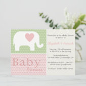 Invitation d'éléphant rose et de Baby shower cardi (Debout devant)