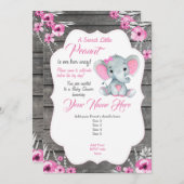 Invitation d'éléphant rose gris (Devant / Derrière)